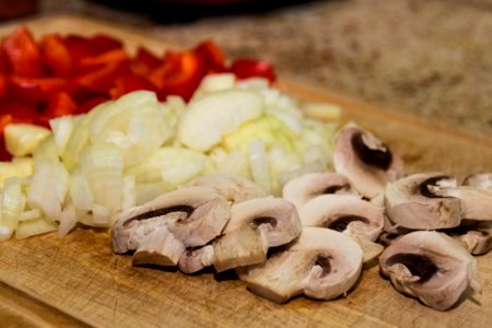 Sliced Vegetables On Cutting Board photo