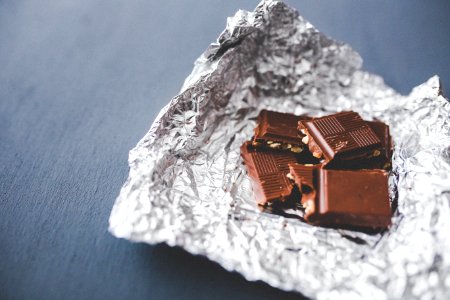 Chocolate Pieces On Aluminum Foil photo