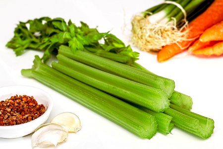 Green Celery Carrots And Pepper Flakes Garlic photo