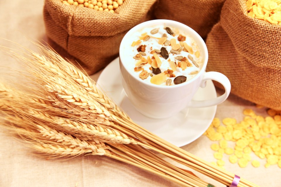 Cup Of Coffee Decorated With Cereal