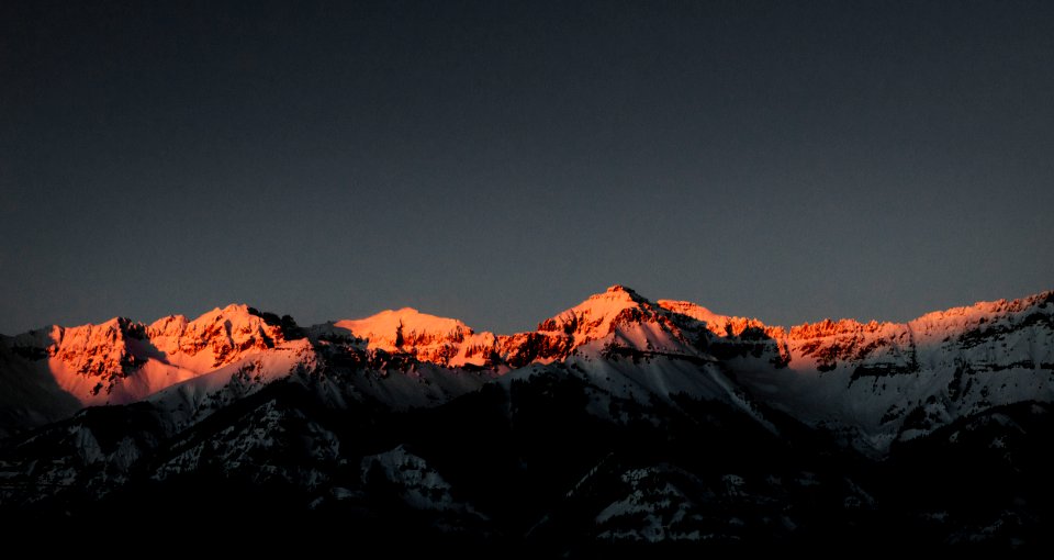 Mountain-sunset view from Telluride, once a mining boomtown and now a popular skiing destination in Colorado. Original image from Carol M. Highsmith’s America, Library of Congress collection.