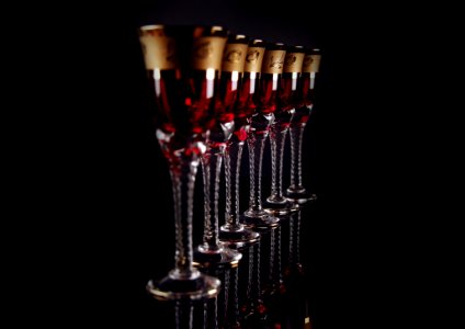 6 Red And Gold Footed Glass photo