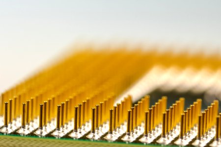 Macro Photography Of Processor Pins