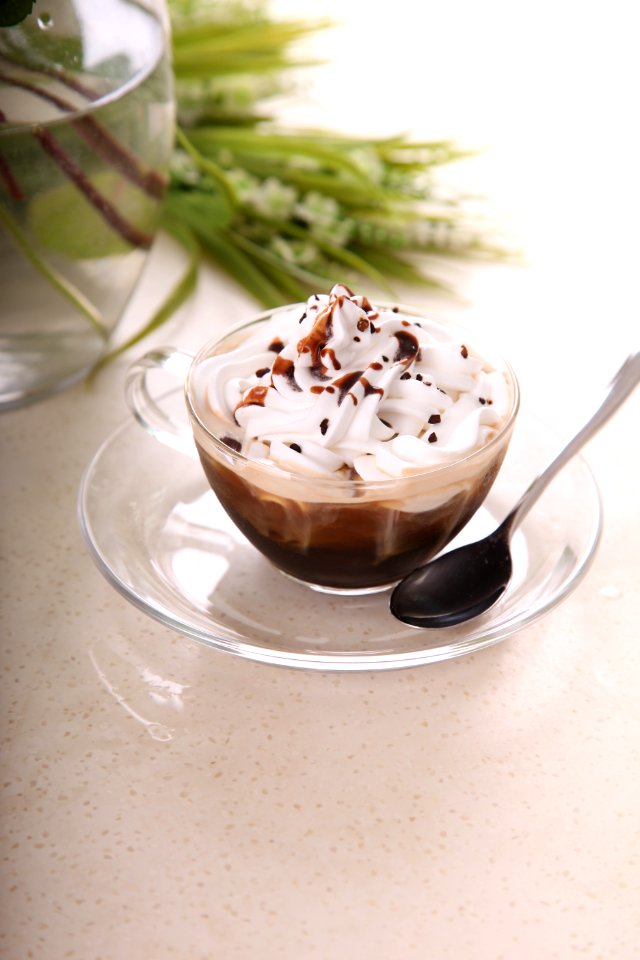 Black White Spoon On Clear Glass Plate photo