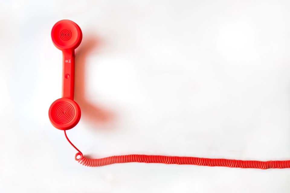 Red Telephone Receiver And Cable