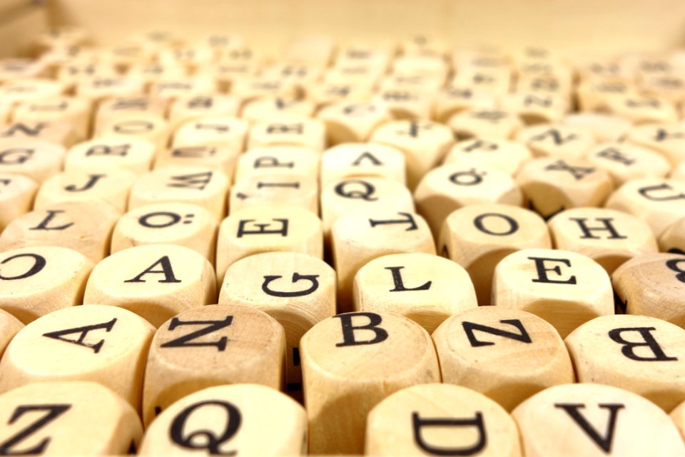 White Alphabet Dice