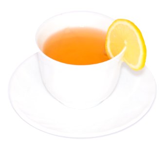 Sliced Lemon On White Ceramic Cup With Tea photo