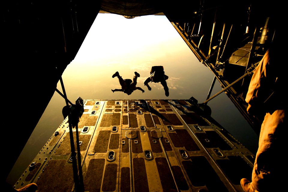 Two Man Sky Diving In Low Angle Photography