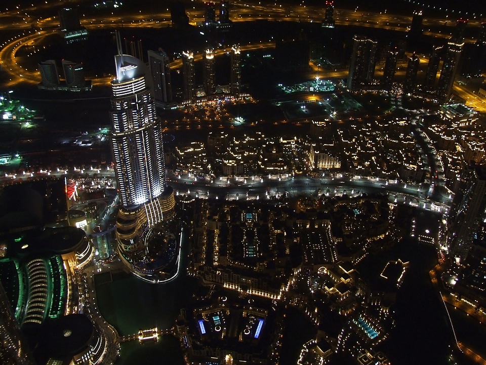 Cityscape urban brown night