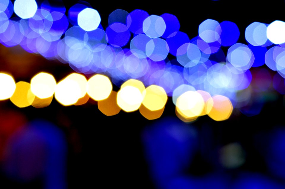 Bokeh With Blue And Yellow Lights