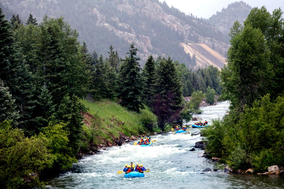 Rafters on Clear Creek, outside Idaho Falls, Colorado - Original image from Carol M. Highsmith’s America, Library of Congress collection.