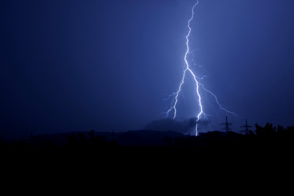 Lightning Jolt During Night Time photo