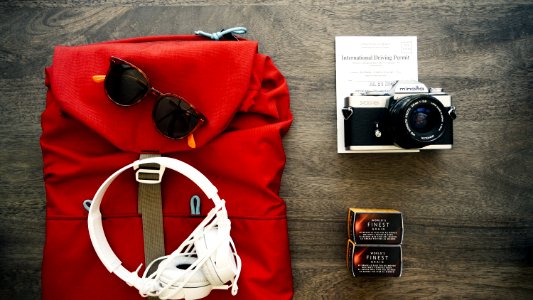 Backpack With Camera And Headphones