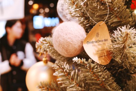 Christmas Ornaments On Tree In Store photo