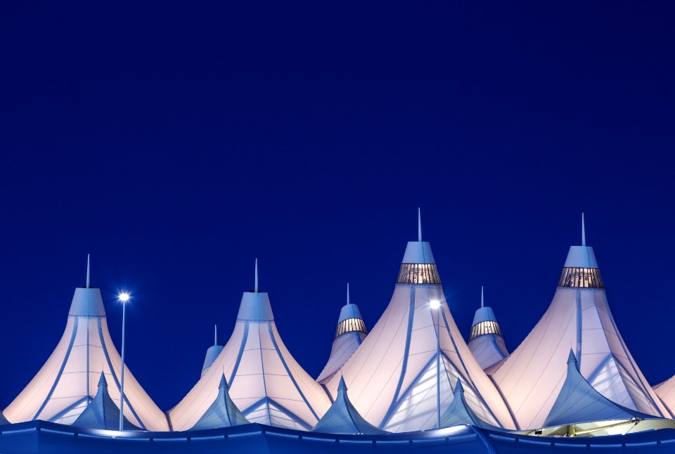 Denver International Airport's peaked roof, outside Denver, Colorado, designed by Fentress Bradburn Architects.Original image from Carol M. Highsmith’s America, Library of Congress collection. Digitally enhanced by rawpixel