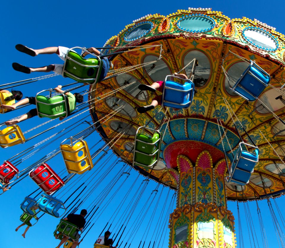 Swing ride in Santa Cruz, the county seat and largest city of Santa Cruz County, California. Original image from Carol M. Highsmith’s America, Library of Congress collection.