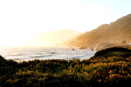 Route 1 along the Pacific Ocean in Northern California. Original image from Carol M. Highsmith’s America, Library of Congress collection. photo