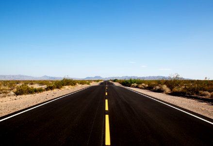 Highway leading to the Mojave Desert in California. Old Mammoth Road. Original image from Carol M. Highsmith’s America, Library of Congress collection.