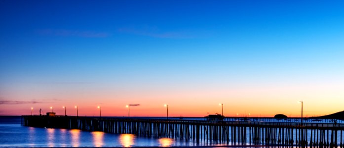 The Avila Beach pier at sunset. Original image from Carol M. Highsmith’s America, Library of Congress collection. photo