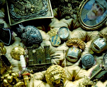 Detail of historic artifacts at Rockwood Manor in Wilmington, Delaware (1980-2006) by Carol M. Highsmith. Original image from Library of Congress.