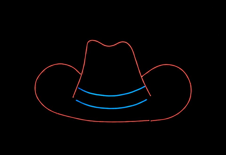 Cowboy-hat neon in a food tent at the Iowa State Fair in the capital city of Des Moines. Original image from Carol M. Highsmith’s America, Library of Congress collection.