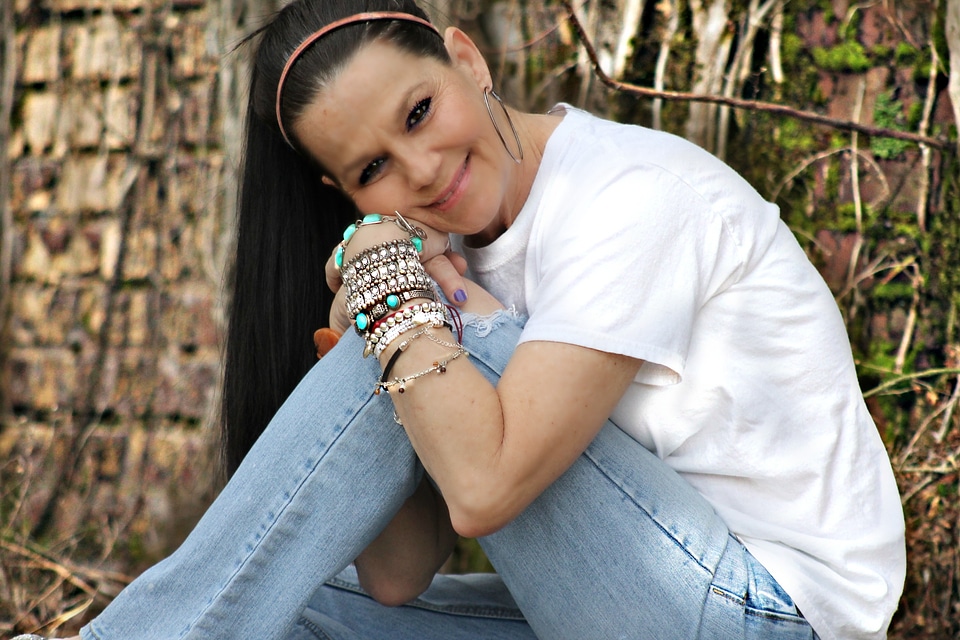 Sitting posing female
