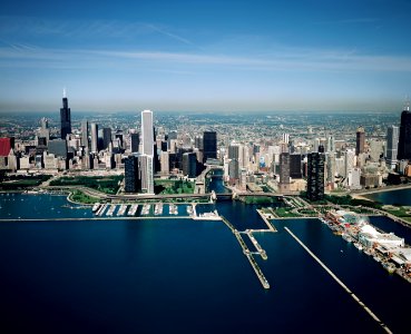 Chicago Skyline and lakefront. Original image from Carol M. Highsmith’s America, Library of Congress collection.