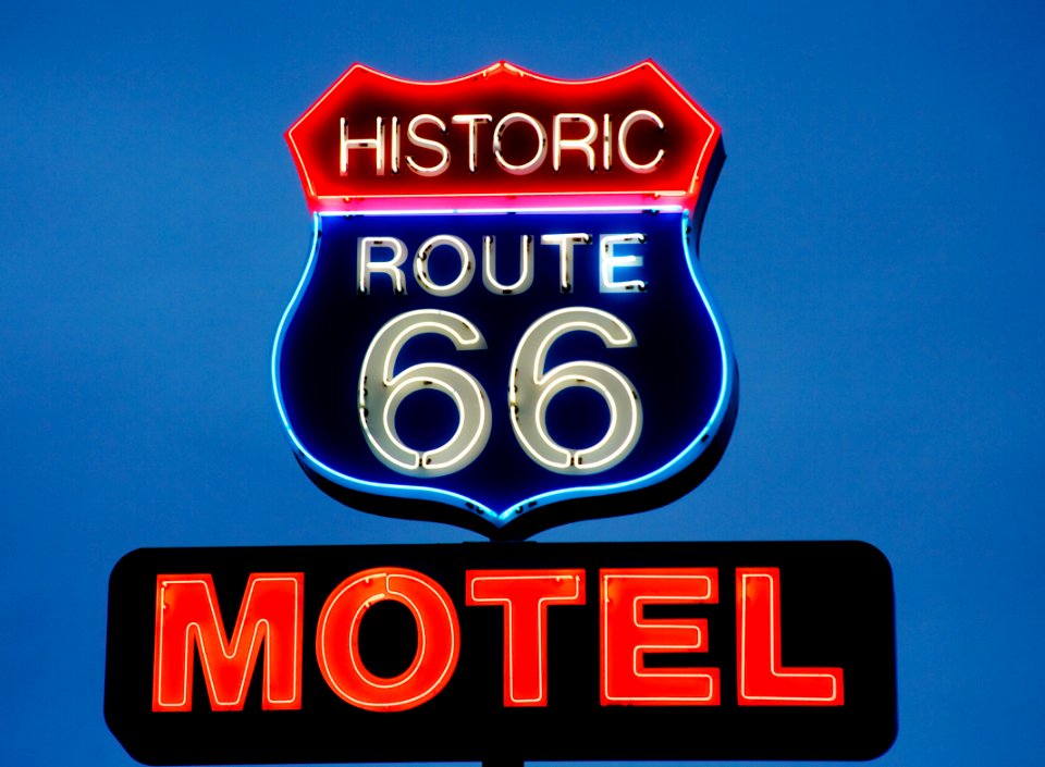 Historic Route 66 Motel sign, Kingman, Arizona. Original image from Carol M. Highsmith’s America, Library of Congress collection. Digitally enhanced by rawpixel