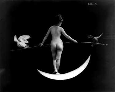 Nude photography of naked woman: Night (1895) published by F.B. Johnson & Company. photo