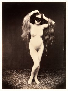 Nude photography of naked woman, Female Nude with Mask (ca. 1870). photo