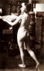 Nude Photography, study of a female nude model, seen diagonally from the back (ca. 1883–1914). photo