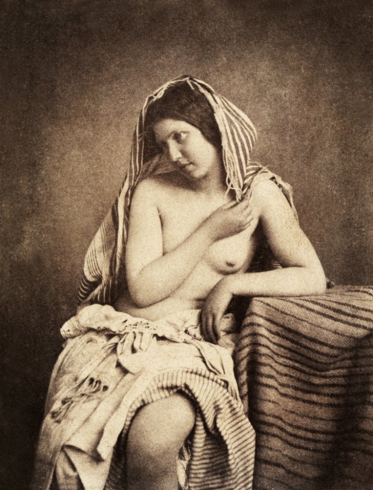 Sensual photography of naked woman, Study after Nature (ca. 1853–1855) by Julien Vallou de Villeneuve.