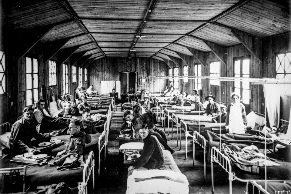 One of the wards for medical cases at Base Hospital, Dijon, France (1919).