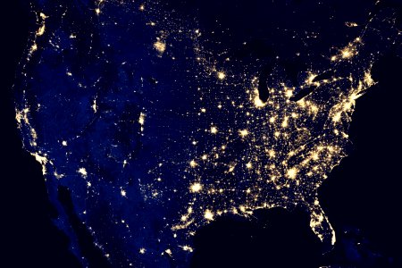 Amazing image of the United States of America at night.