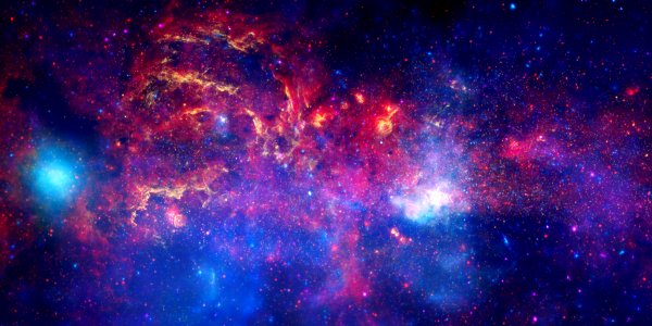 A matched trio of images of the central region of our Milky Way.