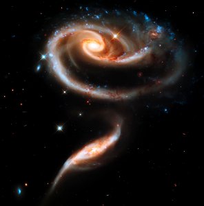 NASA's Hubble Celebrates 21st Anniversary with "Rose" of Galaxies. photo