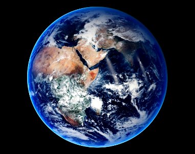 The eastern hemisphere was captured on March 30, 2014, by the Visible Infrared Imaging Radiometer Suite on the Suomi NPP satellite.