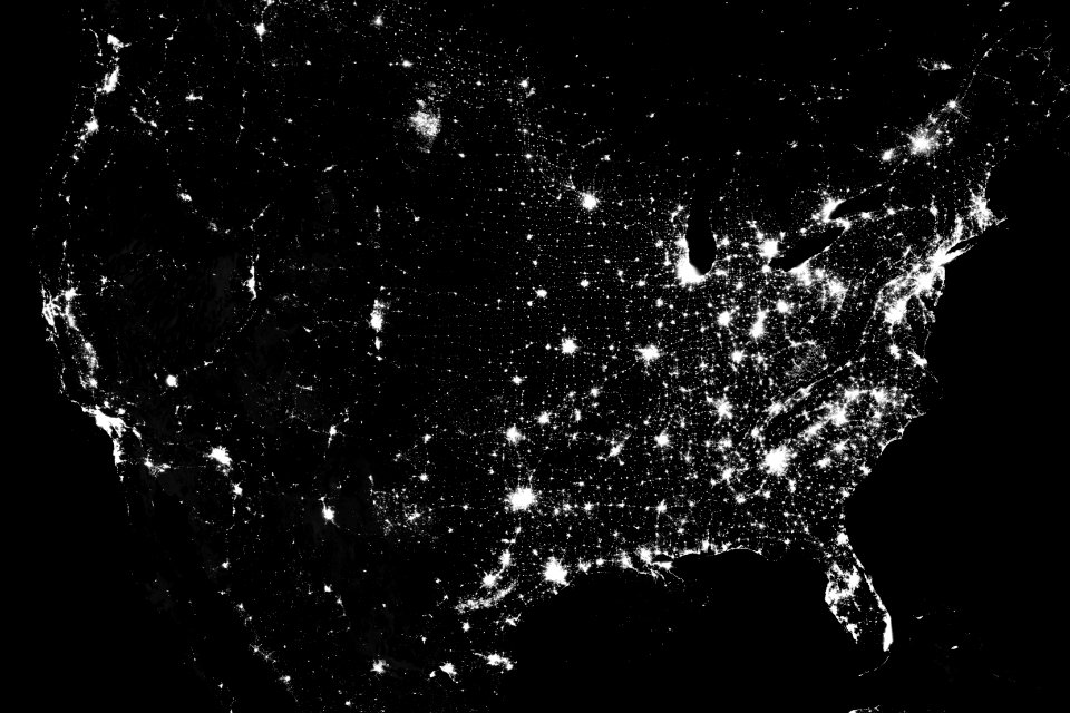 Amazing image of the United States of America at night.