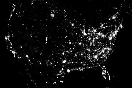 Amazing image of the United States of America at night. photo