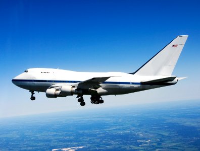 NASA/DLR Stratospheric Observatory for Infared Astronomy (SOFIA) 747SP cruises over central Texas on its first checkout flight with landing gear extended. April 26, 2007.