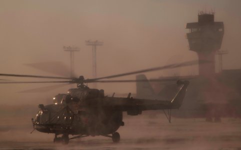 Russian Search and Rescue teams deploy by helicopter from Karaganda, Kazakhstan.