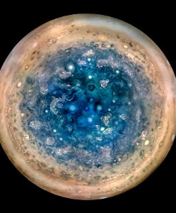 Jupiter's south pole, as seen by NASA's Juno spacecraft from an altitude of 32,000 miles (52,000 kilometers). photo