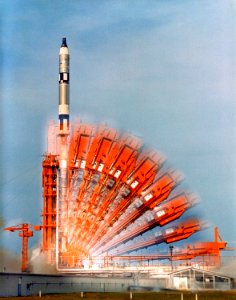 The Gemini-10 spacecraft is launched from Complex 19 at 5:20 p.m., July 18, 1966. photo