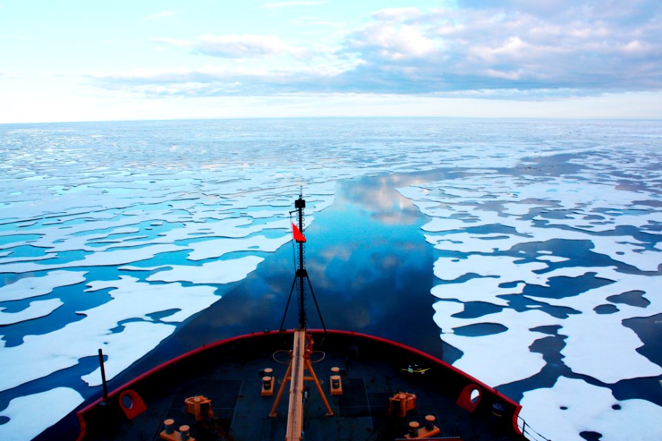 The U.S. Coast Guard Cutter Healy in the Beaufort Sea, northeast of Barrow, Alaska.