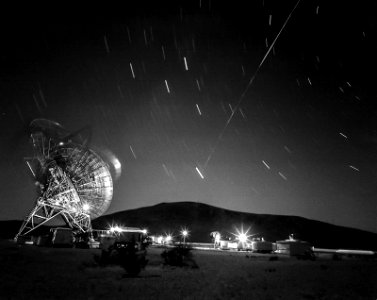 The first pass of Echo 1, America's first communications satellite, over the Goldstone Tracking Station in Pasadena, California, in the early morning of Aug. 12, 1960. photo