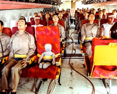 Controlled Impact Demonstration instrumented test dummies installed in plane. photo