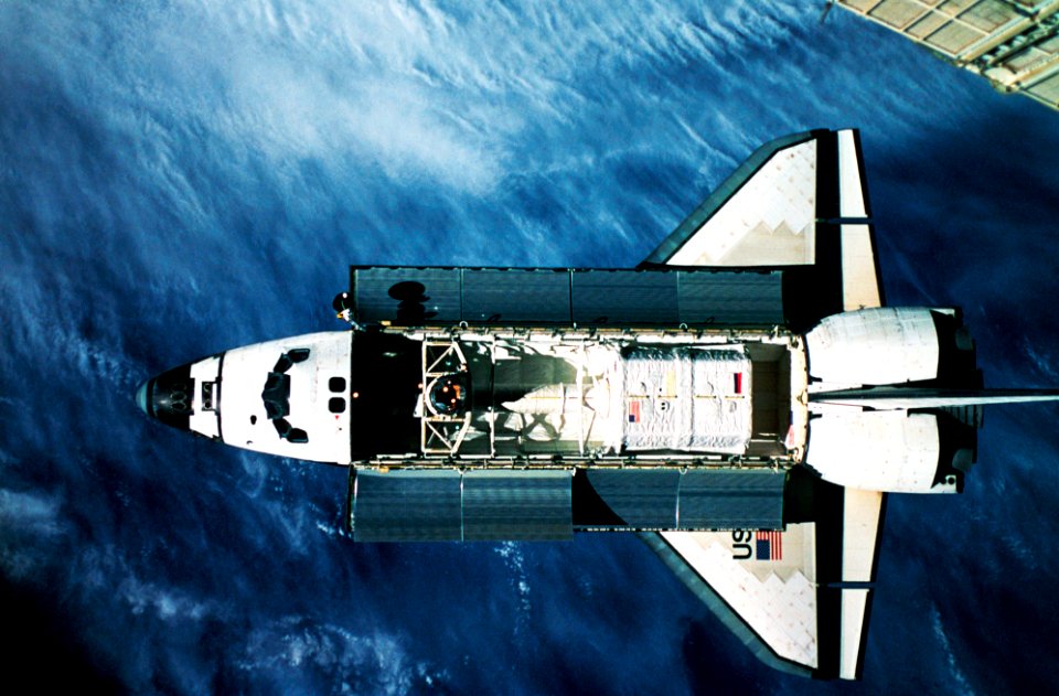 The space shuttle Atlantis taken from approximately 170 feet away by astronaut Shannon W. Lucid.