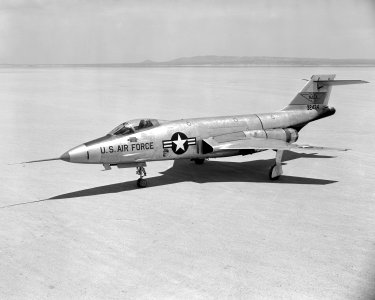 McDonnell F-101A-1-MC Voodoo 53-2418, first production aircraft, parked on Rogers Dry Lake, Edwards AFB. (U.S. Air Force). August 10th, 1956.