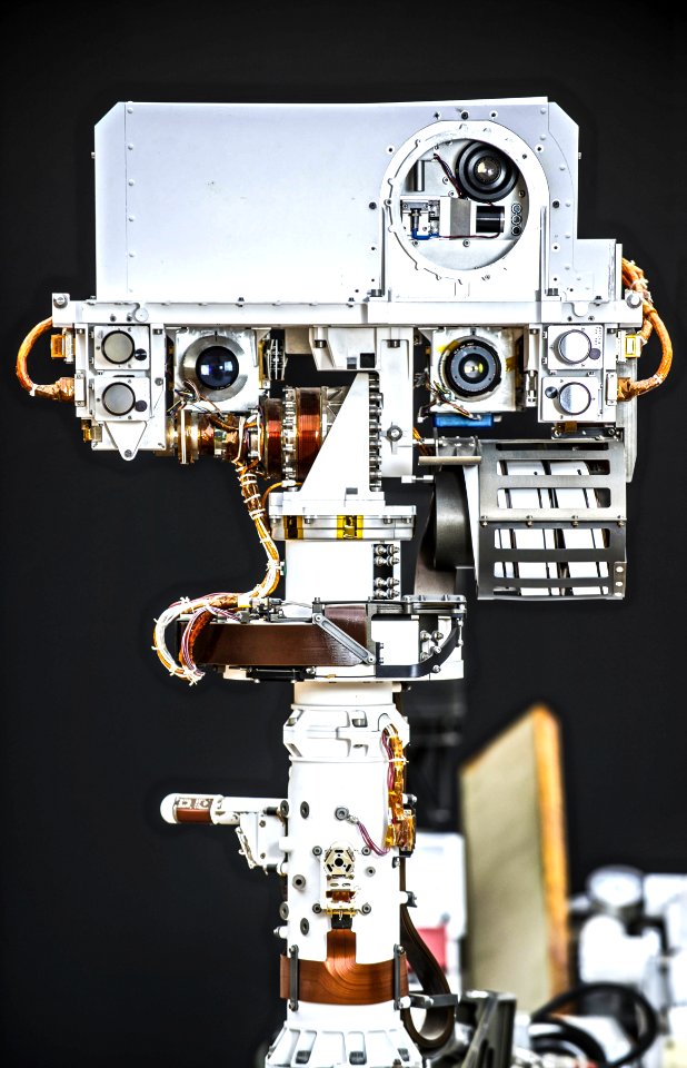 This photograph shows the Vehicle System Test Bed rover, a nearly identical copy to NASA's Curiosity rover on Mars.