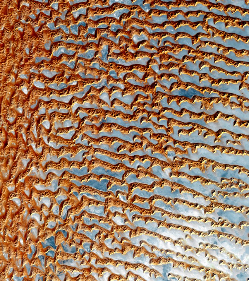 The Rub' al Khali, one of the largest sand deserts in the world, encompassing most of the southern third of the Arabian Peninsula.